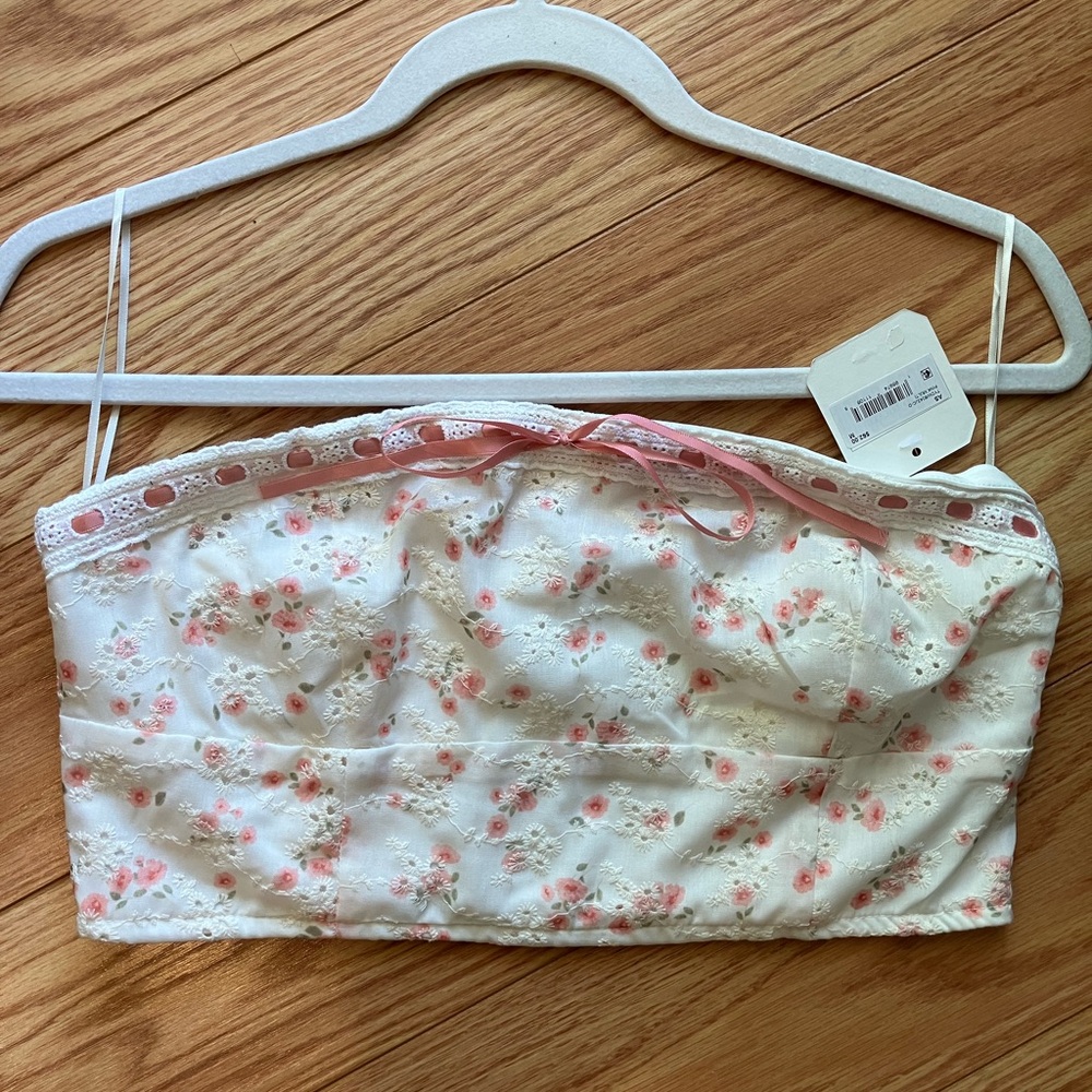 Altar'd State Pink and White Floral Bandeau